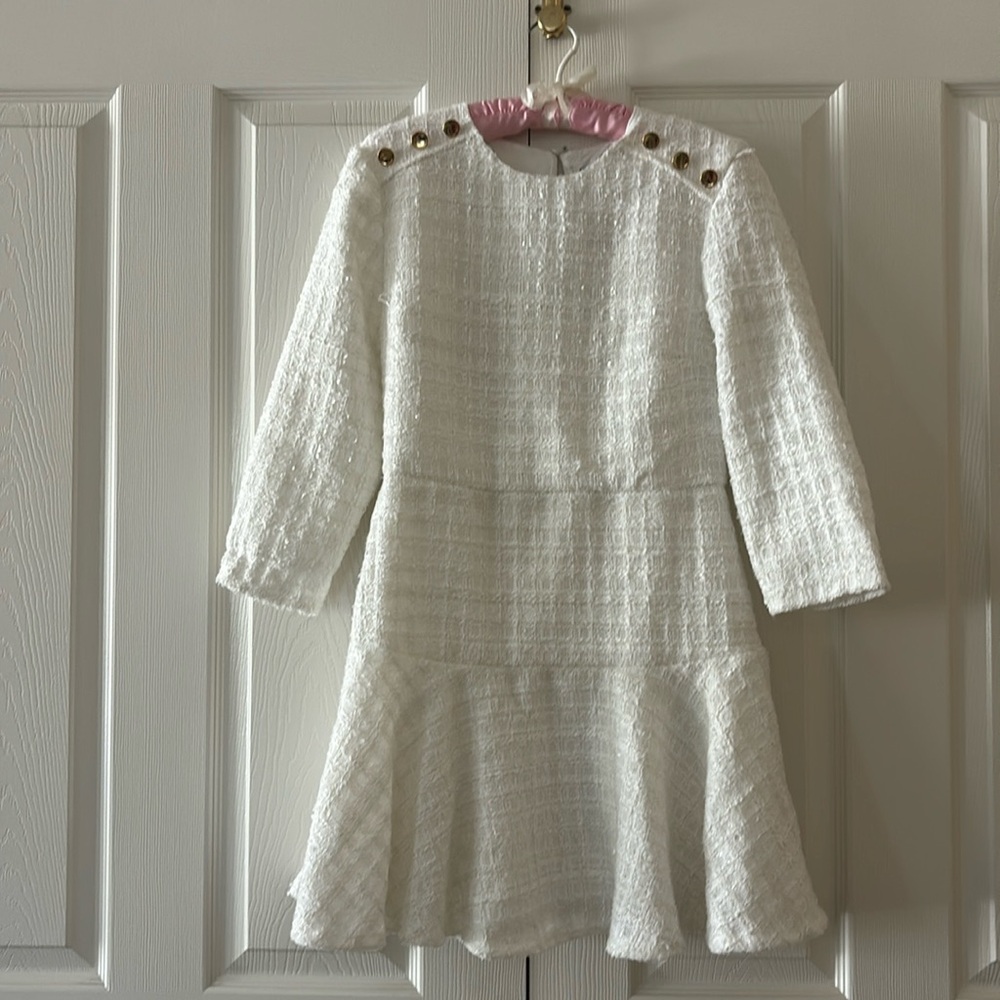 Zara dress white tweed labeled a size medi…